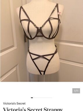 Victoria's Secret Brown Strappy Cage Lingerie Set